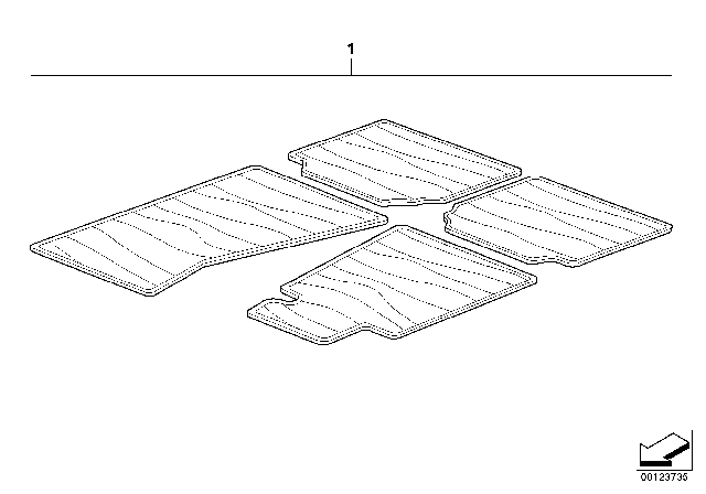 2008 BMW 750Li Set Of Floor Mats City Diagram for 51470151157