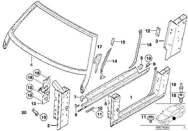 2002 BMW Z8 Seal Flange, Column A, Top Left Diagram for 41117012685