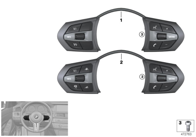 2015 BMW X3 Switch, Steering Wheel Diagram