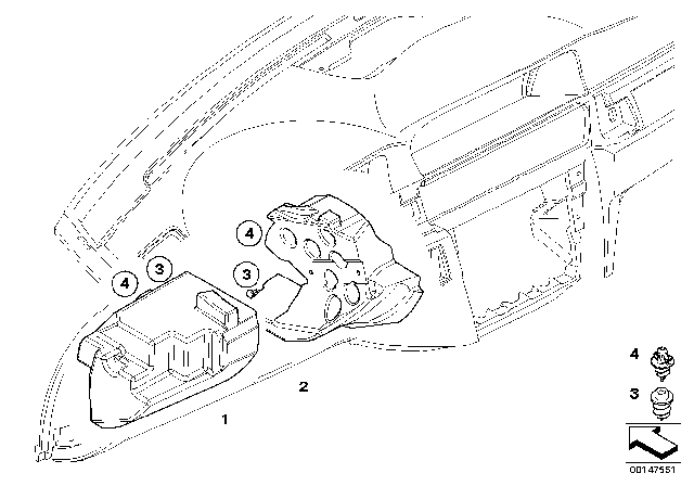 2007 BMW 328i Mounting Parts, Instrument Panel Diagram 1