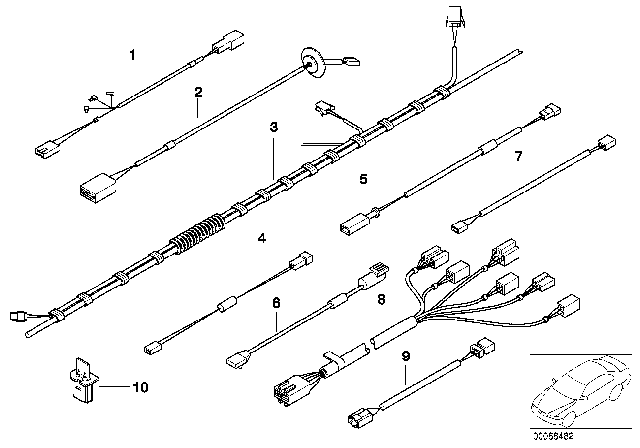 1999 BMW Z3 M Centre Console Instruments Cable Set Diagram for 61102496317