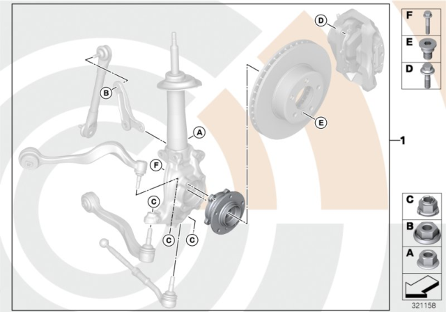 2004 BMW 645Ci Repair Kit, Wheel Bearing, Front Diagram