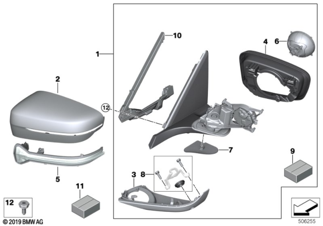 2017 BMW 740i Outside Mirror Diagram