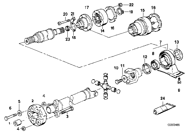 1993 BMW 525i Drive Shaft, Universal Joint / Centre Mounting Diagram 2