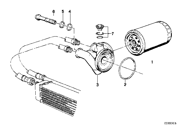 1987 BMW 325i Lubrication System - Oil Filter Diagram