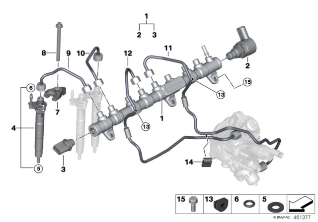 2018 BMW 540d xDrive High Pressure Accumulator / Injector / Line Diagram