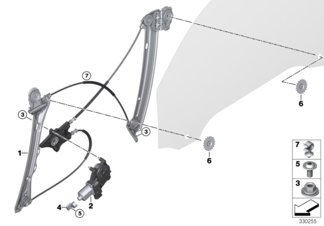 2015 BMW 435i xDrive Front Left Window Regulator Diagram for 51337352747