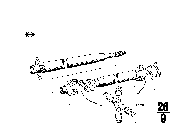 1972 BMW 2002 Drive Shaft-Center Bearing-Universal Joint Diagram