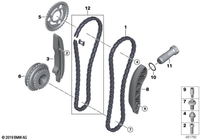 2018 BMW 540d xDrive Timing Gear Timing Chain Top Diagram