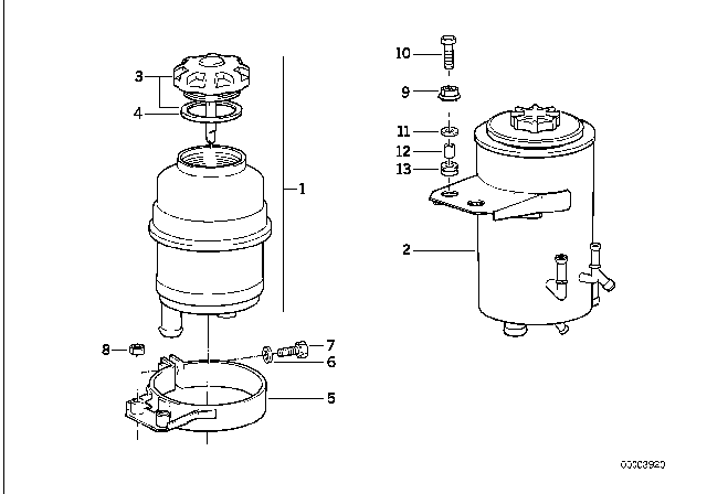 1995 BMW 530i Power Steering Reservoir Diagram for 32411139024