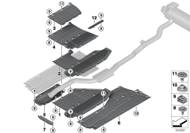 2018 BMW 540i Underfloor Coating Diagram