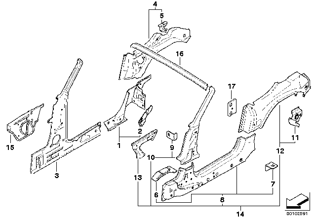 2003 BMW Z4 Column A Exterior, Left Diagram for 41217064695