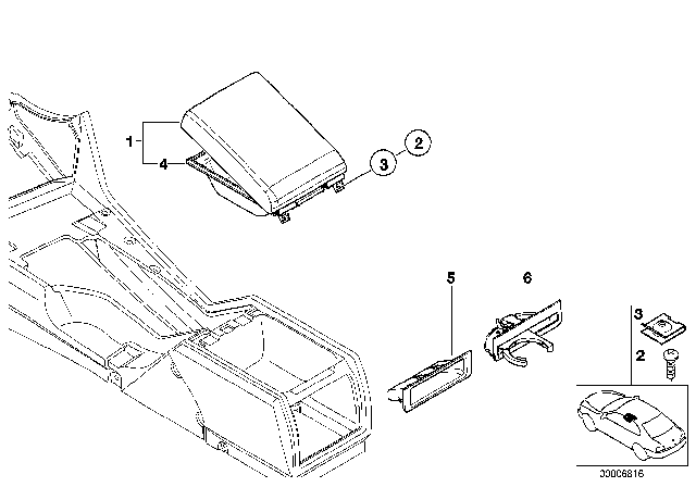 2003 BMW 525i Cover, Centre Console Diagram for 51168196938