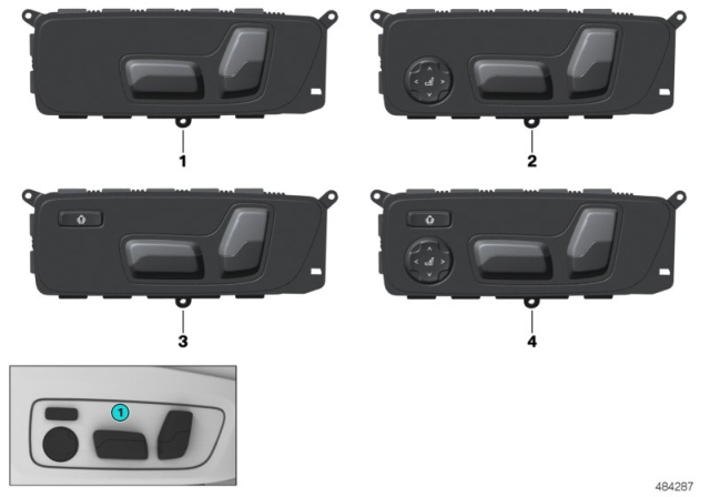 2020 BMW X3 M Seat Adjustment Switch Diagram 1