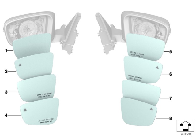 2020 BMW M8 Mirror Glass Diagram