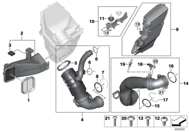 2020 BMW 540i xDrive Air Ducts Diagram