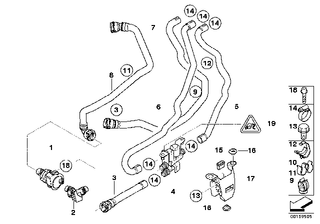 2009 BMW X5 Water Hoses / Water Valve Diagram