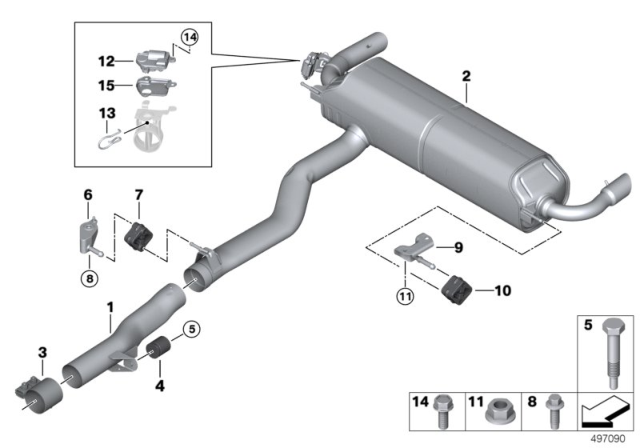2020 BMW 745e xDrive REAR MUFFLER WITH EXHAUST FL Diagram for 18309895378