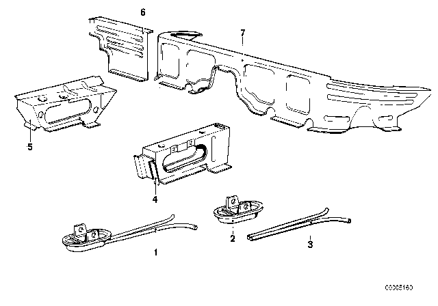 1981 BMW 633CSi Floor Parts Rear Interior Diagram