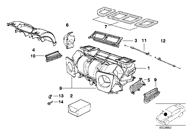 2002 BMW X5 Empty Housing For Heater/Air Condit.Unit Diagram for 64116972108