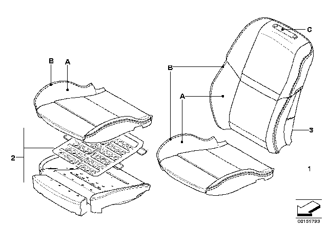 2008 BMW M5 Individual Cover For M Multifunction Seat Diagram
