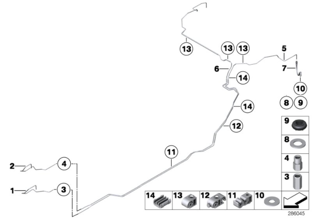 2014 BMW 740i Brake Pipe, Rear Diagram
