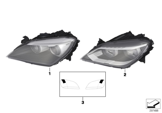 2015 BMW 640i xDrive Right Headlight Diagram for 63117272018