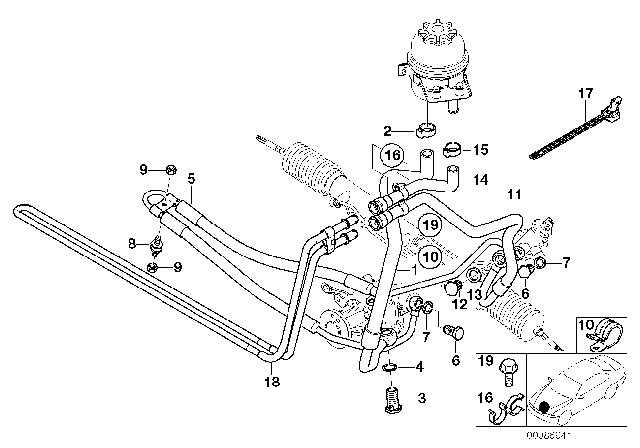 2000 BMW X5 Hydro Steering - Oil Pipes Diagram 1