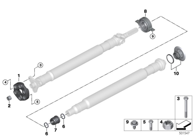 2020 BMW X6 Propeller Shaft/Centremount/Recessed Nut Diagram