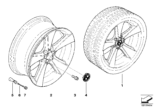 2012 BMW X5 BMW LA Wheel, Star Spoke Diagram 1