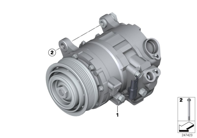 2015 BMW X3 Air Conditioning Compressor Without Magnetic Coupling Diagram for 64529216467