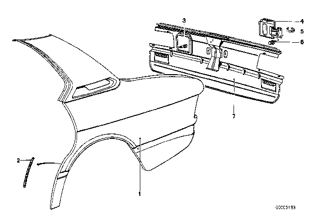 1975 BMW 530i Side Panel / Tail Trim Diagram 1