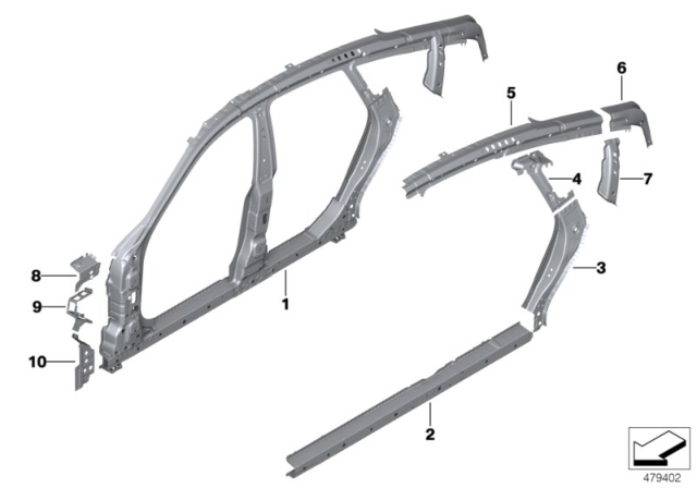 2018 BMW 640i xDrive Gran Turismo SUPPORT C-PILLAR TOP LEFT Diagram for 41007462393