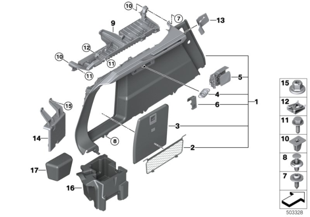 2020 BMW X6 NETWORK SIDE TRIM PANEL, LEF Diagram for 51479461155