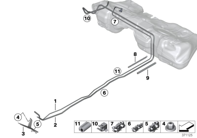 2015 BMW 228i Fuel Pipe And Mounting Parts Diagram