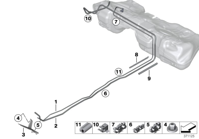 2016 BMW 428i Fuel Pipe And Mounting Parts Diagram