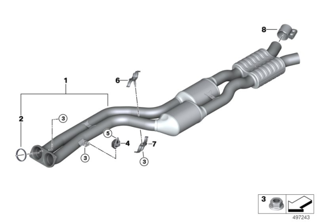 2020 BMW X4 M Catalytic Converter / Centre Muffler Diagram