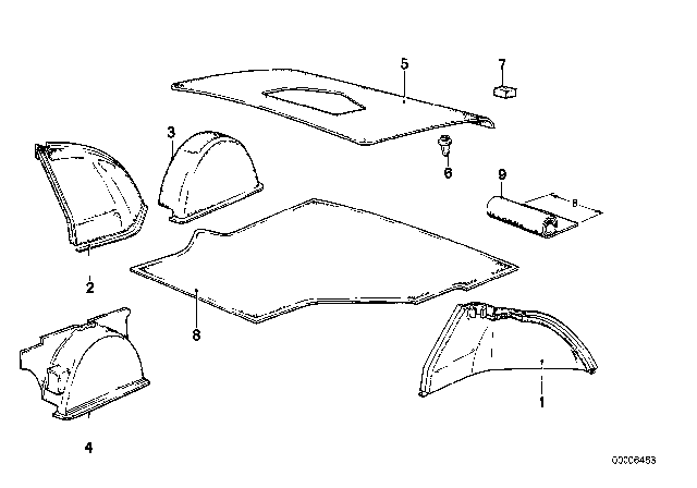 1980 BMW 733i Trunk Trim Panel Diagram 2