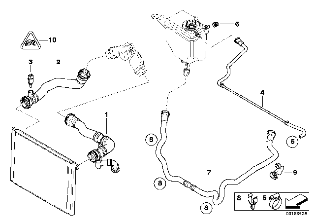 2004 BMW 525i Cooling System - Water Hoses Diagram 2