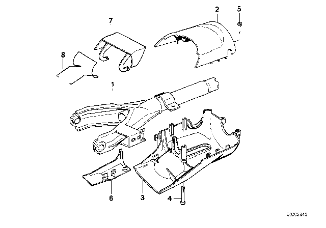 1992 BMW M5 Steering Column - Tube / Trim Panel Diagram 1