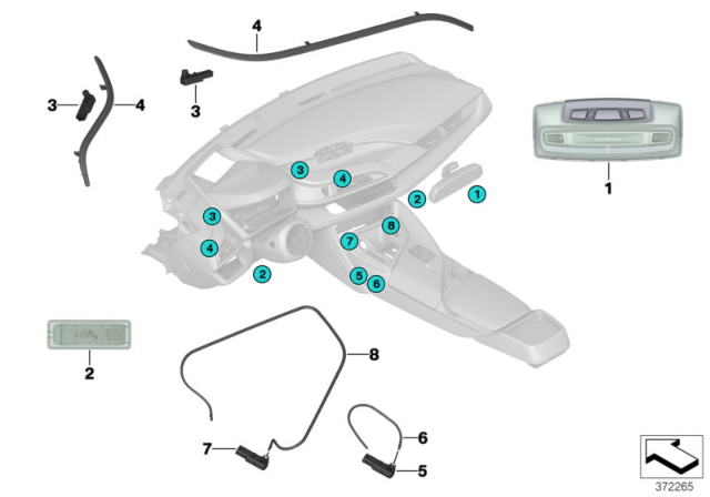 2020 BMW i8 LED Optical Fiber Diagram