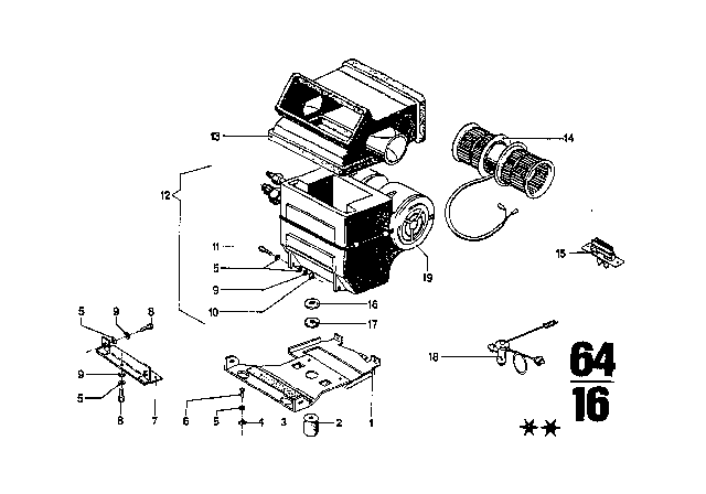 1971 BMW 3.0CS Air Conditioning Unit Parts Diagram 5