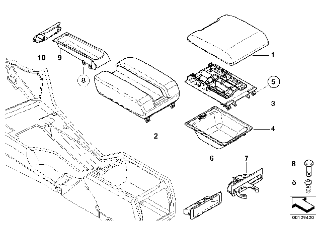 2003 BMW 540i Armrest, Centre Console Diagram