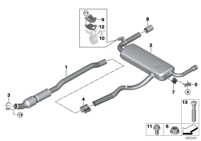 2020 BMW 228i xDrive Gran Coupe Holder, Exhaust System Diagram for 18308617370