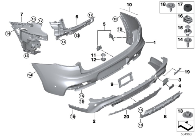 2020 BMW X4 TRIM PANEL, BUMPER, REAR, BO Diagram for 51128078844