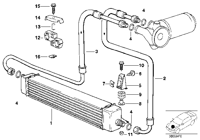 1990 BMW 325ix Engine Oil Cooling Diagram 1