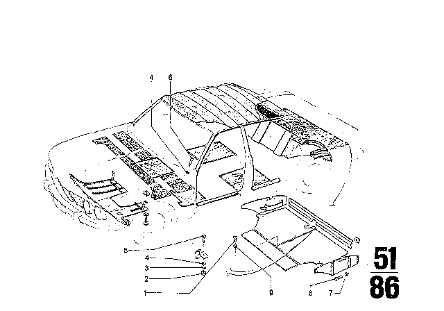 1973 BMW 3.0S Trim Panel Diagram 7