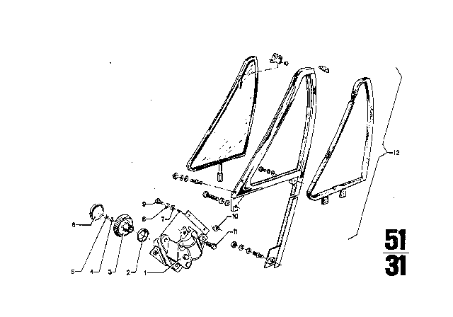 1971 BMW 2800CS Side Window, Fixed Diagram 1