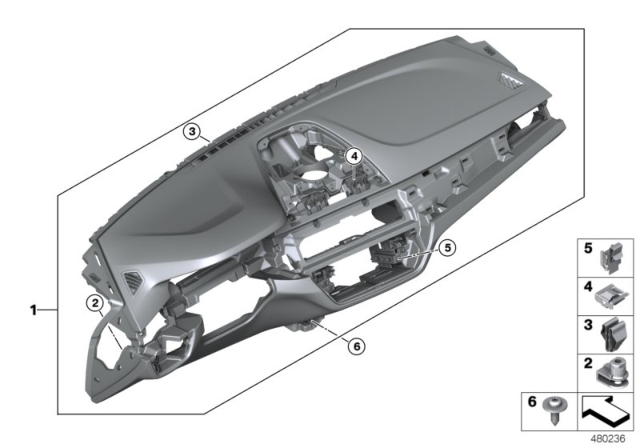 2018 BMW 530i Trim Panel Dashboard Diagram
