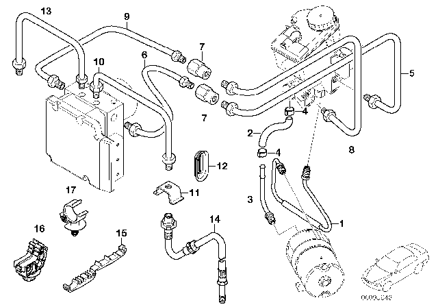 2007 BMW 760Li Brake Pipe, Front Diagram